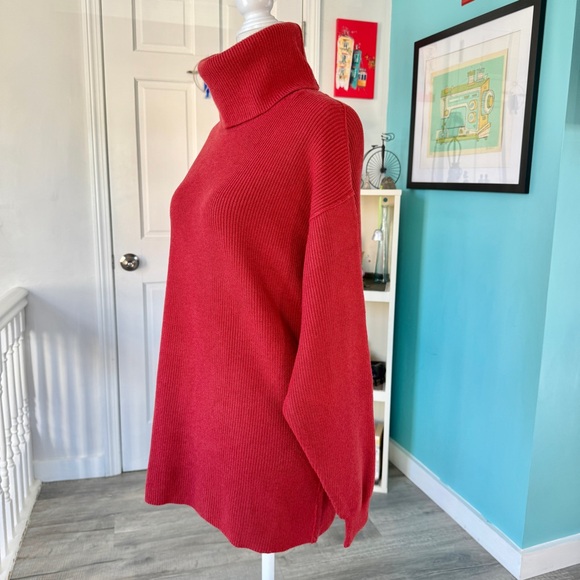 FREE PEOPLE Softly Structured Red Knit Turtleneck Tunic Sweater (size XS) - Picture 6 of 13